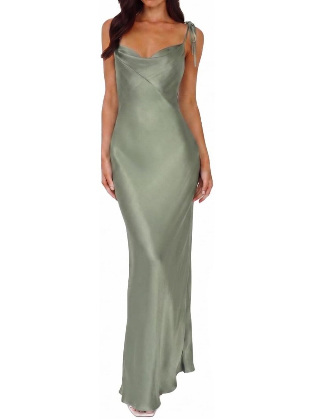 Elegant Satin Cowl Neck Spaghetti Strap Maxi Dress for Women - Perfect for